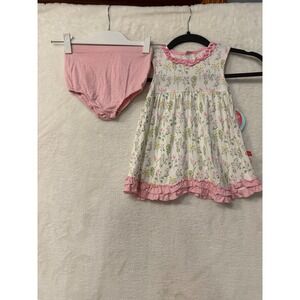 Magnetic Me Baby Girls 18-24M Floral Modal Dress & Diaper Cover Set NWT Pink
